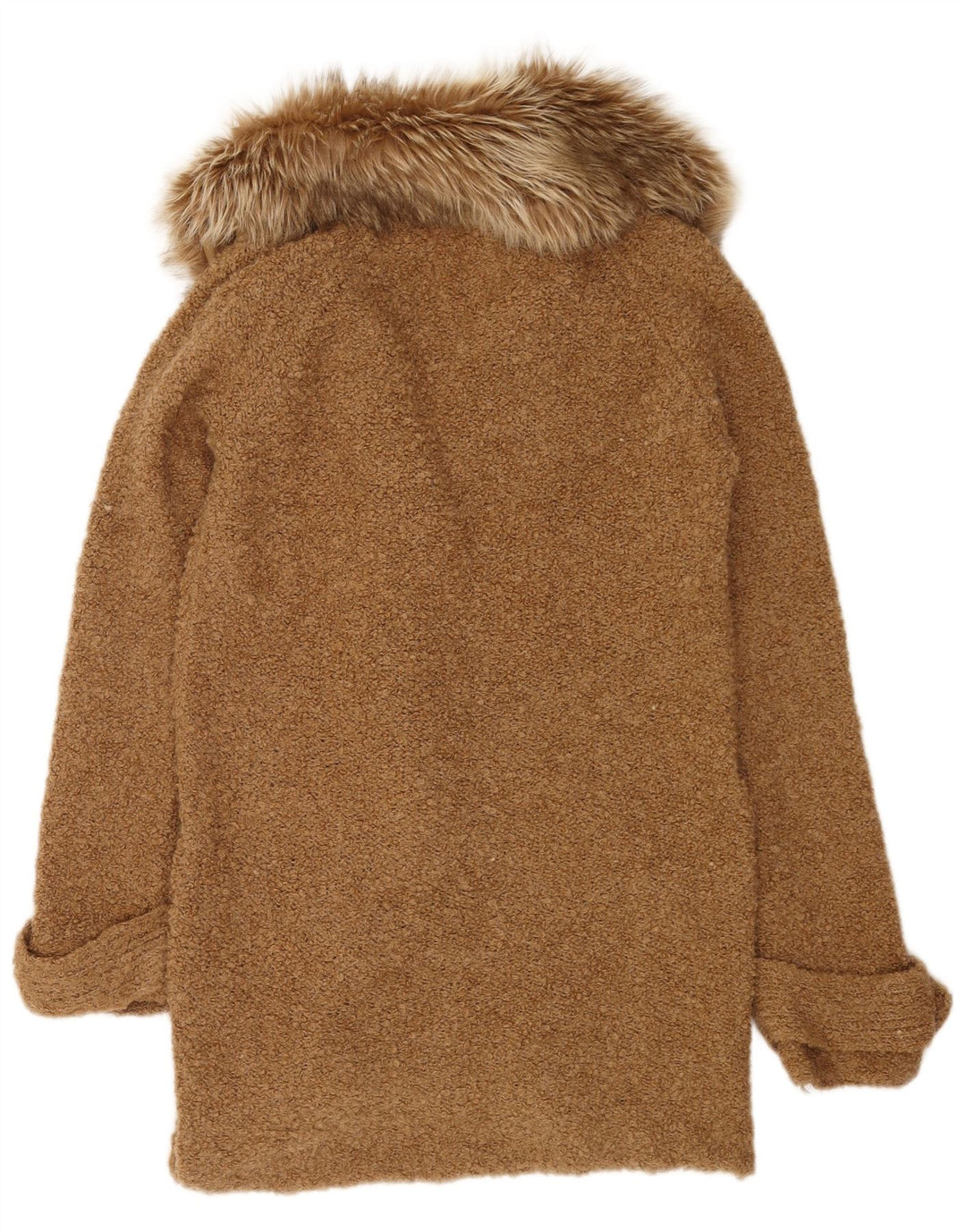 Zara Womens Longline Cardigan Sweater UK 14 Medium Brown Akryl