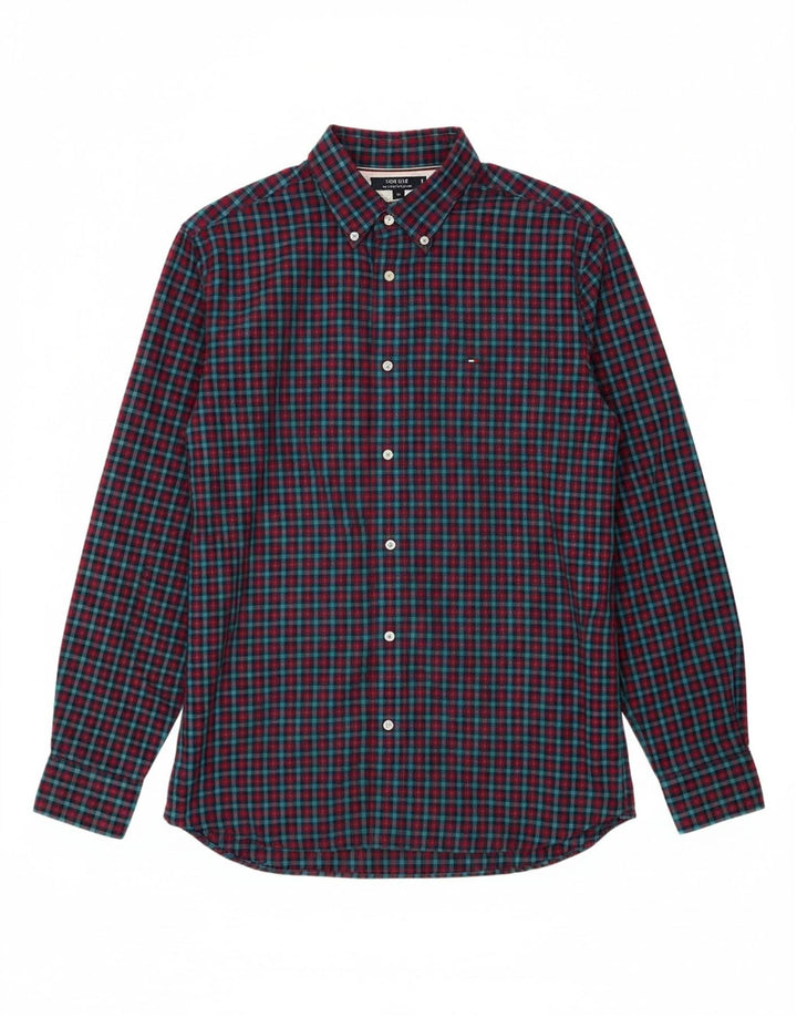 TOMMY HILFIGER Mens Regular Fit Shirt Medium Red Check Cotton