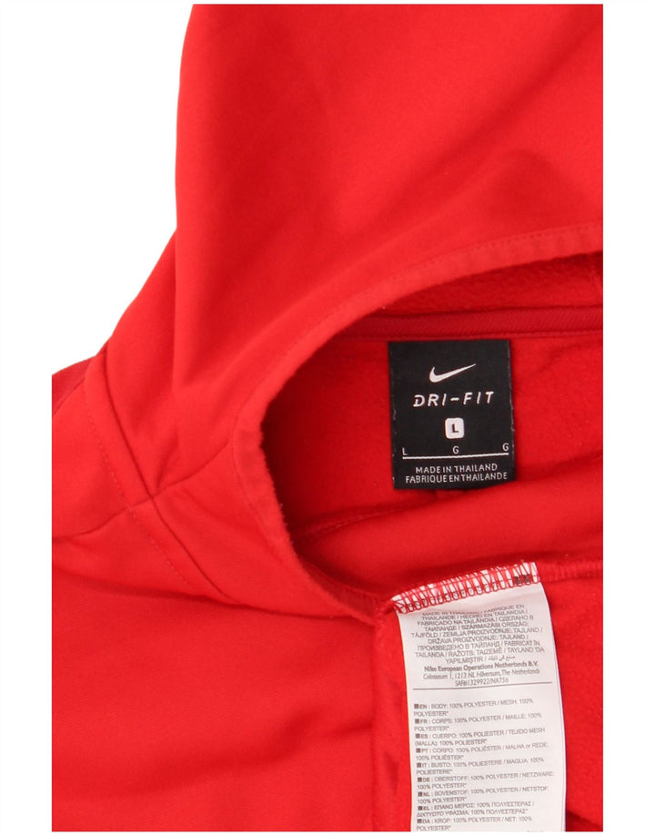 NIKE Herre Dri Fit grafisk hættetrøje Jumper Stor rød polyester
