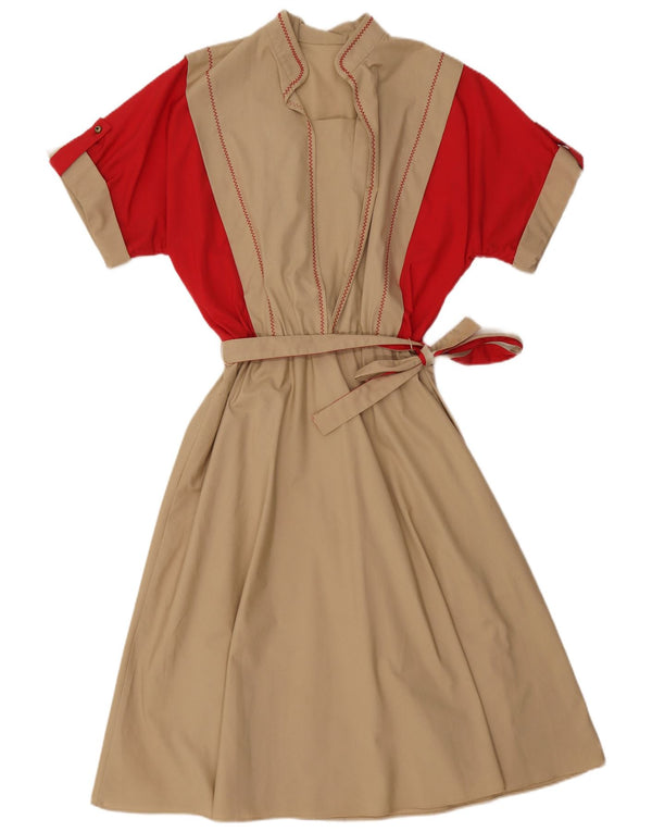 VINTAGE Dame Maxikjole UK 16 Large Beige Colourblock