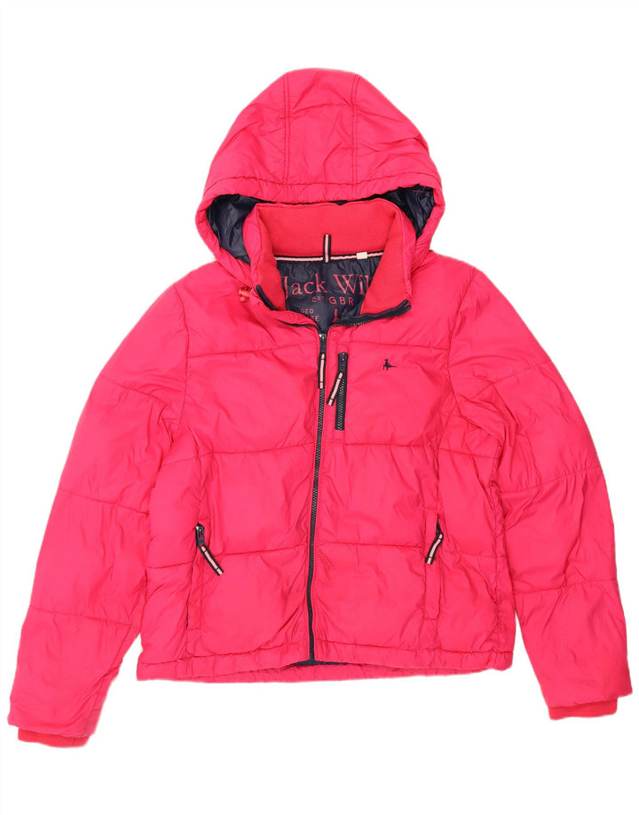 Jack Wills Dame hættejakke UK 12 Medium Pink Polyamid