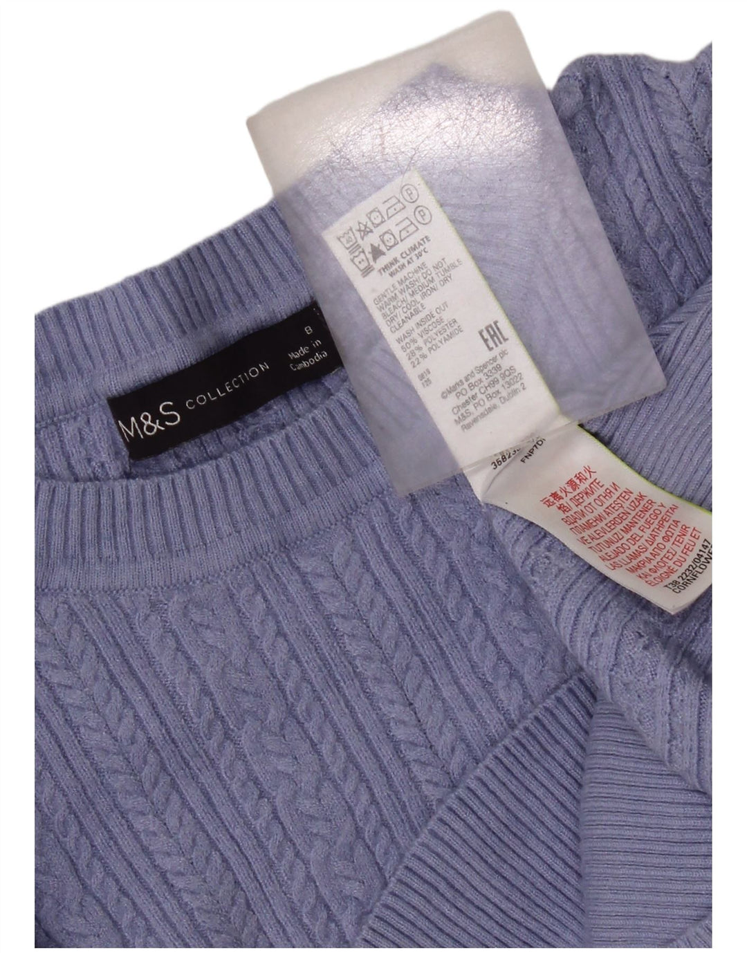 Marks & Spencer Dame sweater med rund hals DK 8 Lille blå viskose