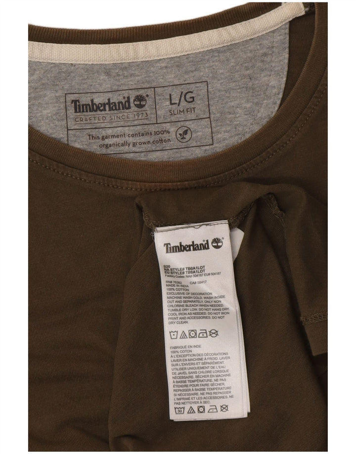 TIMBERLAND Herre Slim Fit T-Shirt Top Stor Khaki Bomuld