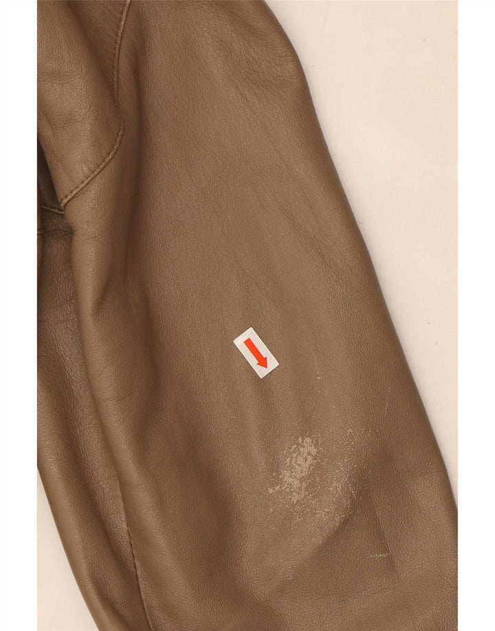 Vintage dame militær læderjakke IT 50 XL beige læder