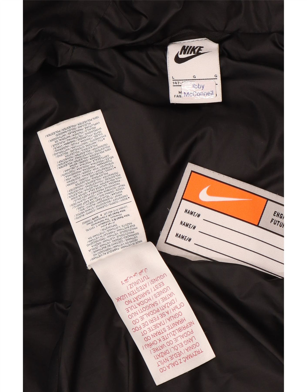 Nike drenge hættepolstret jakke 12-13 år stor sort polyester