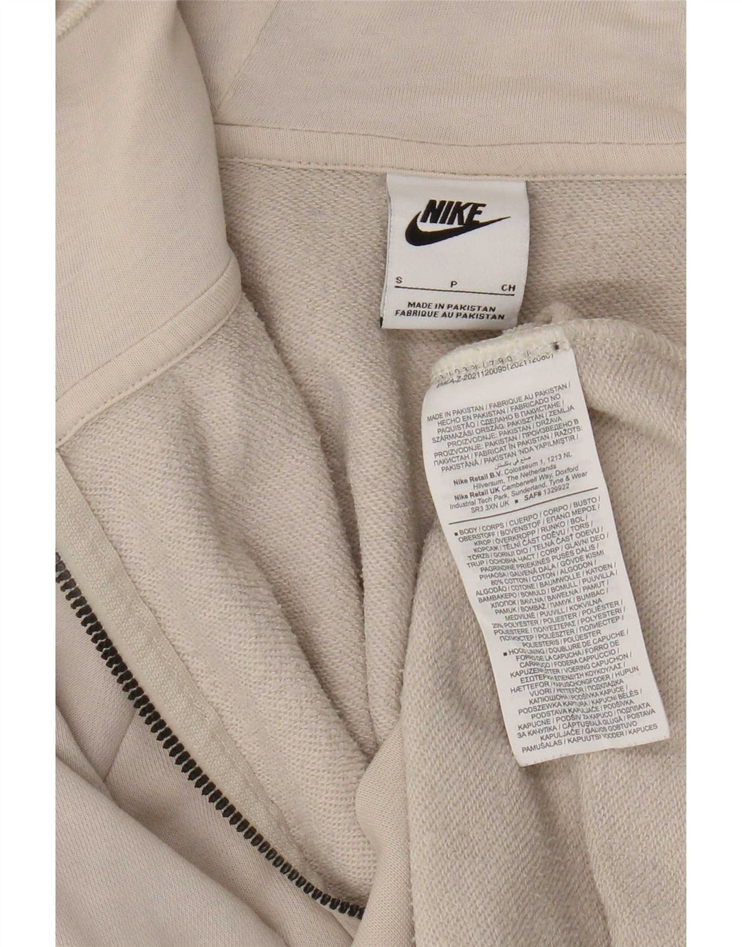 Nike Hættetrøje med lynlås til mænd, lille beige bomuld