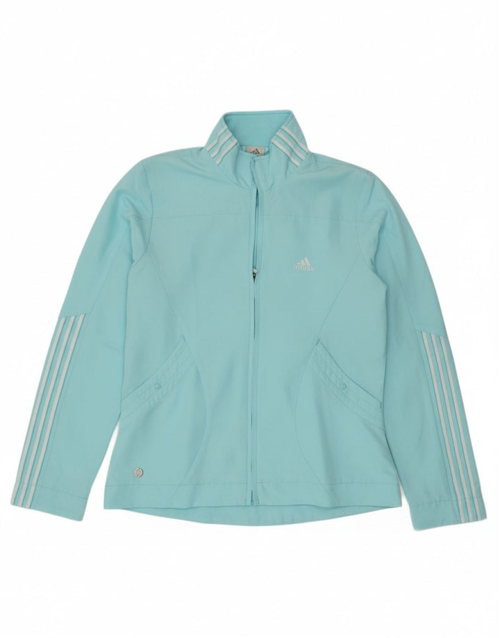 ADIDAS Womens Tracksuit Top Jacket UK 12 Medium Blue Polyester