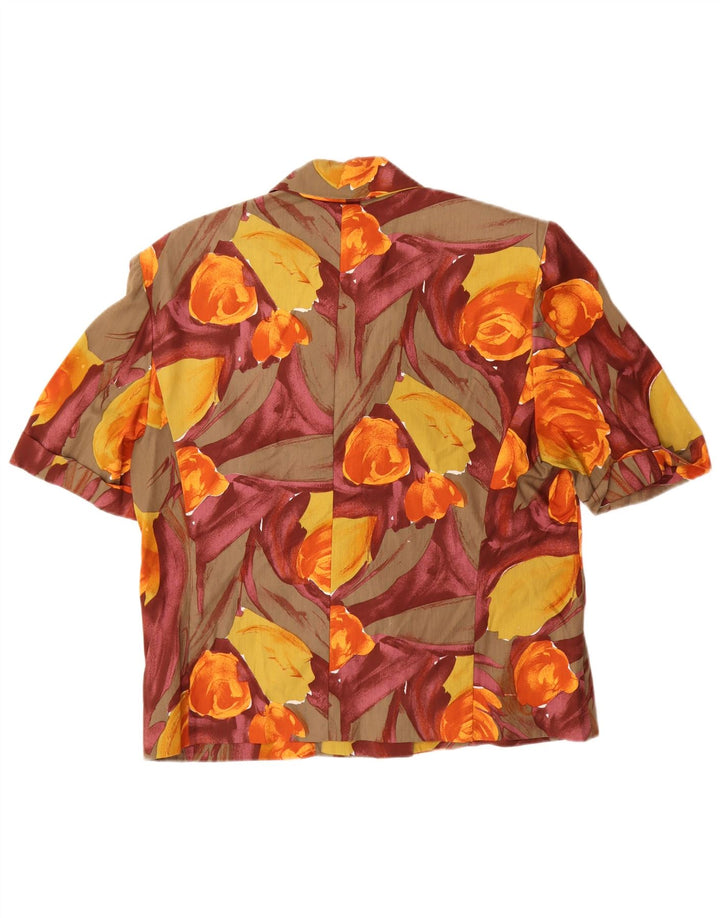 Vintage Kvinders Kortærmet Skjorte Bluse IT 45 Medium Multifarvet Blomstret