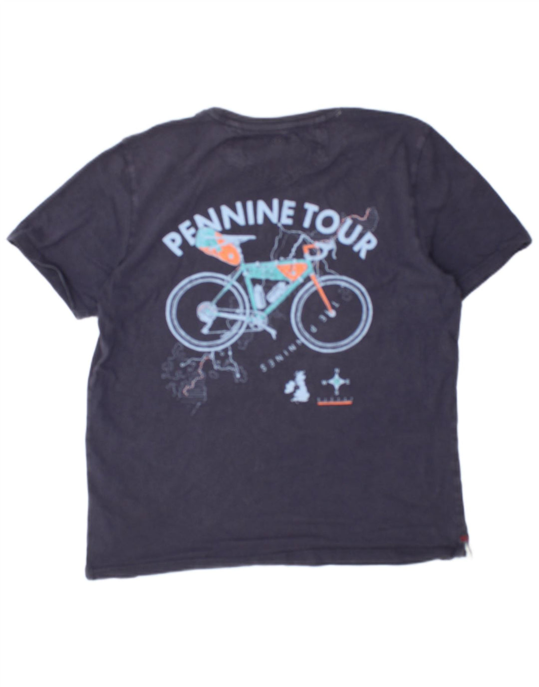 FAT FACE Herre grafisk T-shirt Top Stor marineblå bomuld