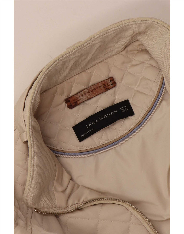Zara Quiltet jakke til kvinder UK 12 Medium Off White