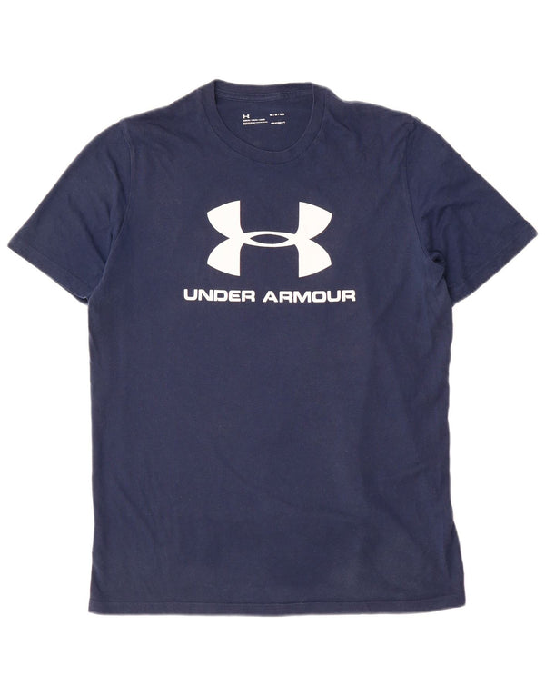 Under Armour Herre Heat Gear Grafisk T-Shirt Top Medium Navy Blue