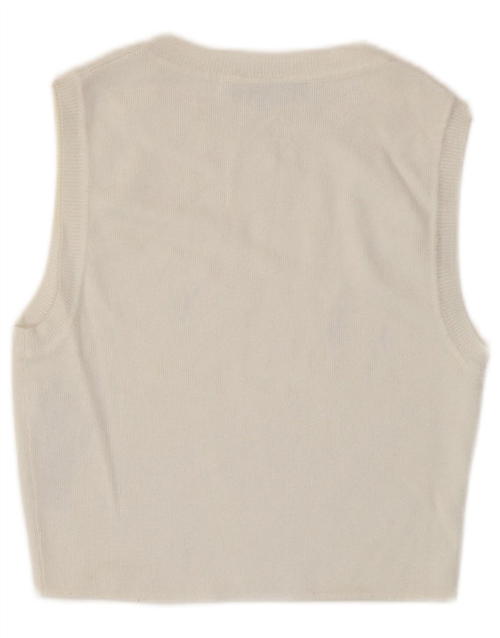 Zara Dame Ærmeløs Crop Top UK 12 Medium White Viscose