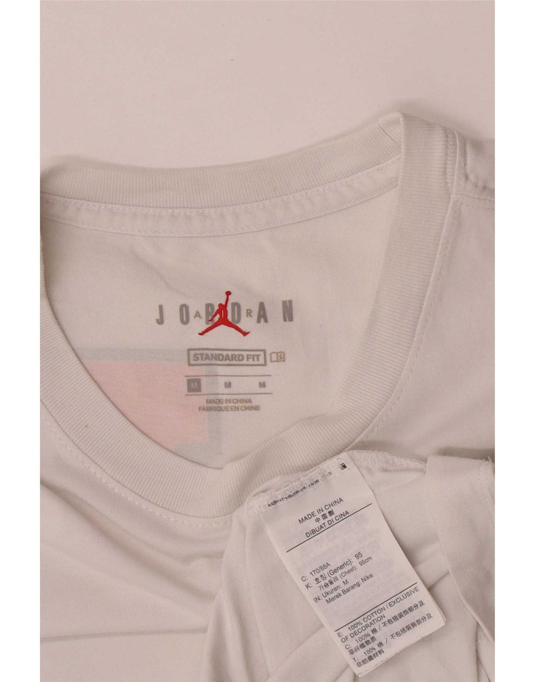 Jordan Herre Standard Fit Grafisk T-Shirt Top Medium Hvid Bomuld