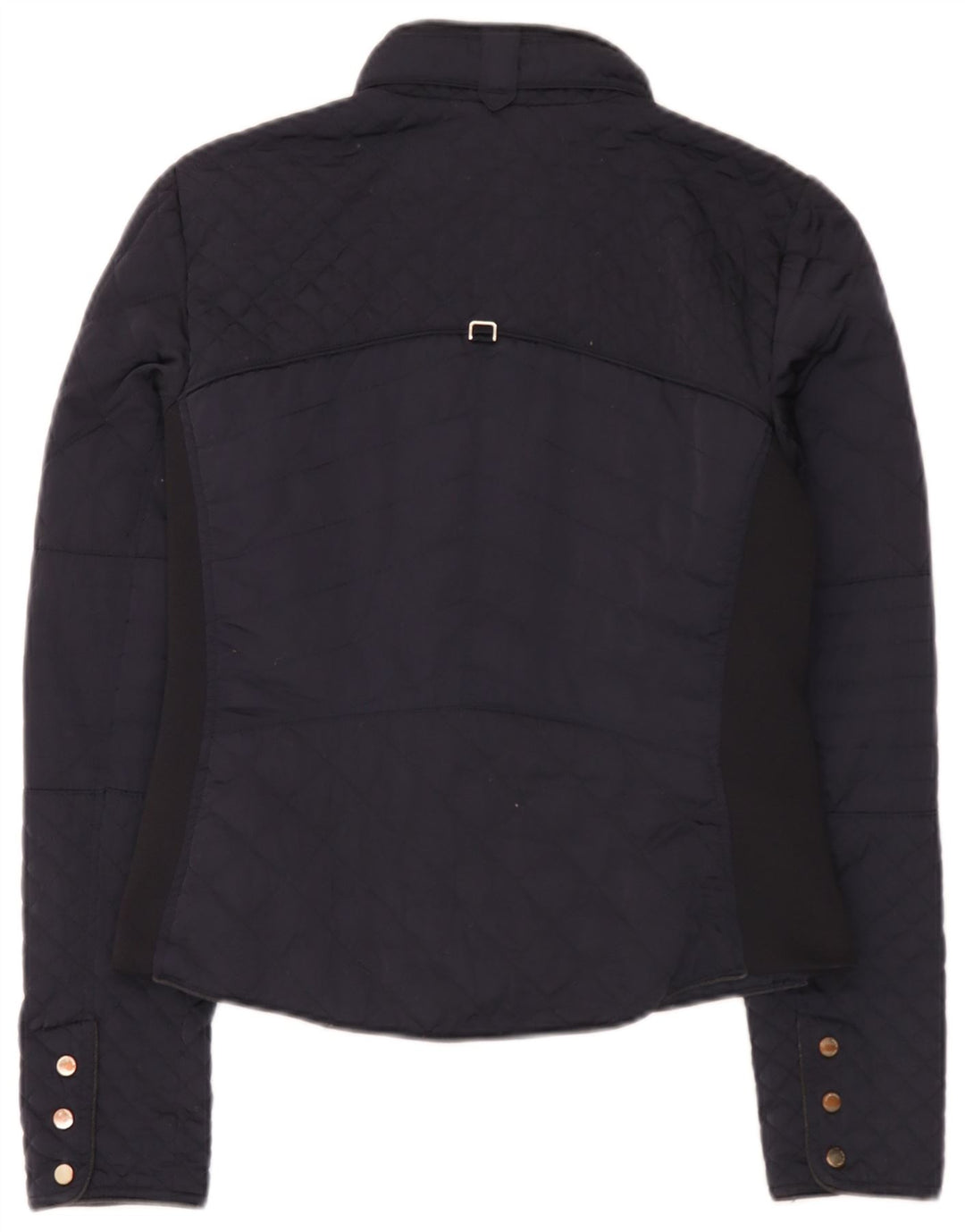 Zara Dame Quiltet Jakke UK 12 Medium Navy Blue Polyester