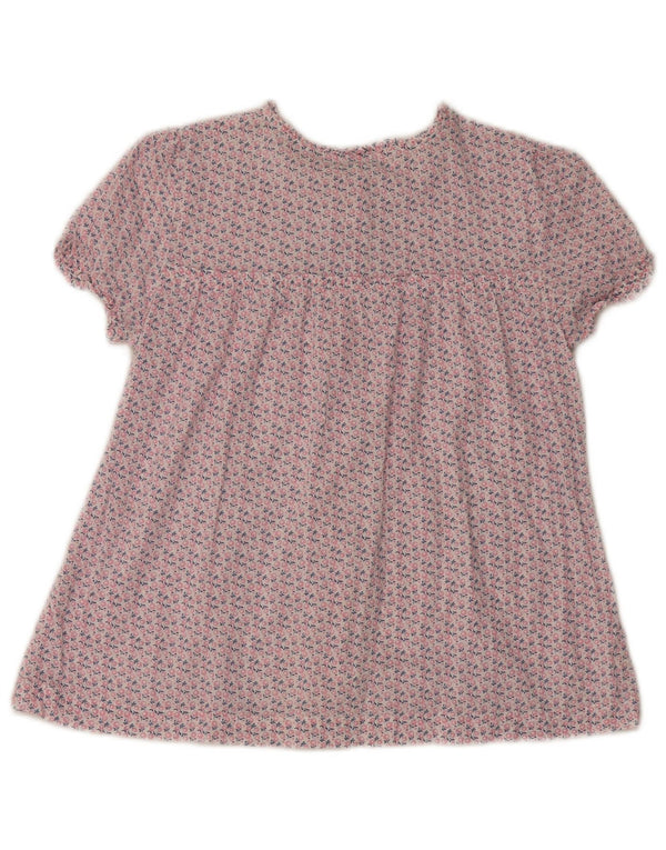 Benetton Pigeskjortebluse 10-11 år XL Pink Blomsterbomuld