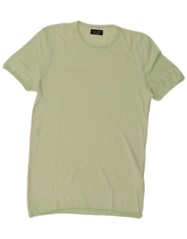 Zara Herre T-Shirt Top Medium Grøn Bomuld