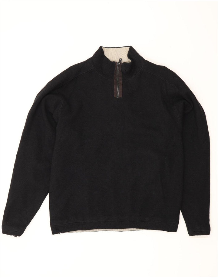 Marks & Spencer Herre Zip Neck Jumper Sweater Medium Sort Akryl