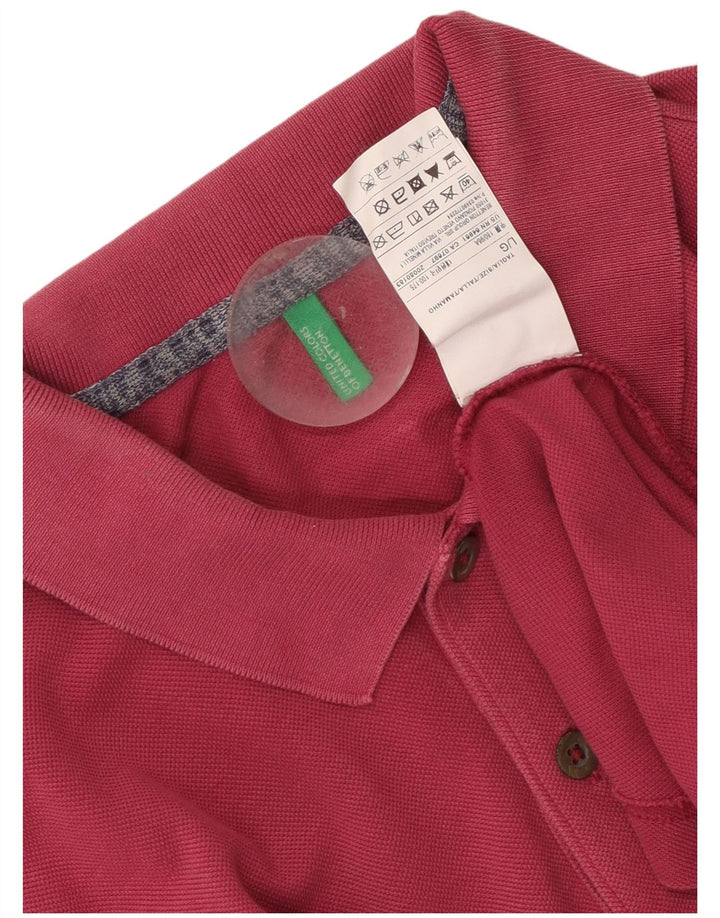 Benetton herre poloshirt stor pink bomuld