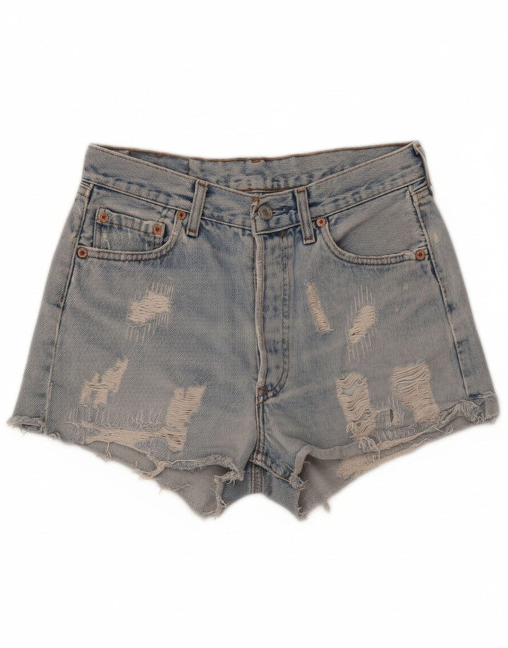 LEVI'S Womens 501 Distressed Denim Shorts W30 Medium Blue Cotton