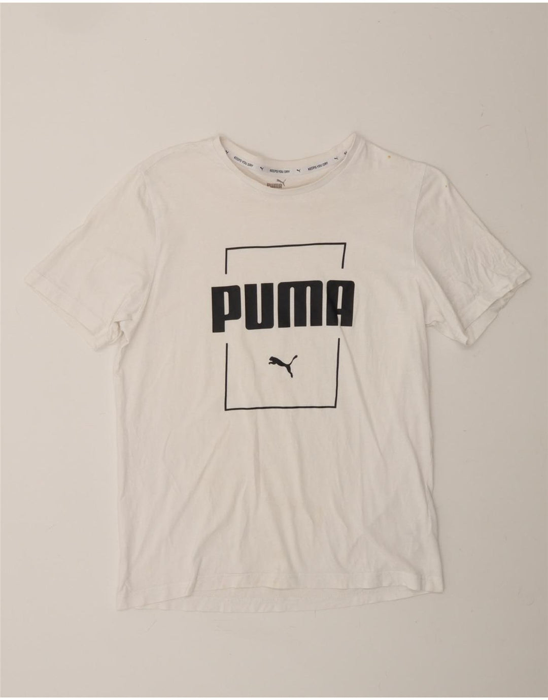 PUMA Mens Graphic T-Shirt Top Medium White Cotton Vintage Puma and Second-Hand Puma from Messina Hembry 