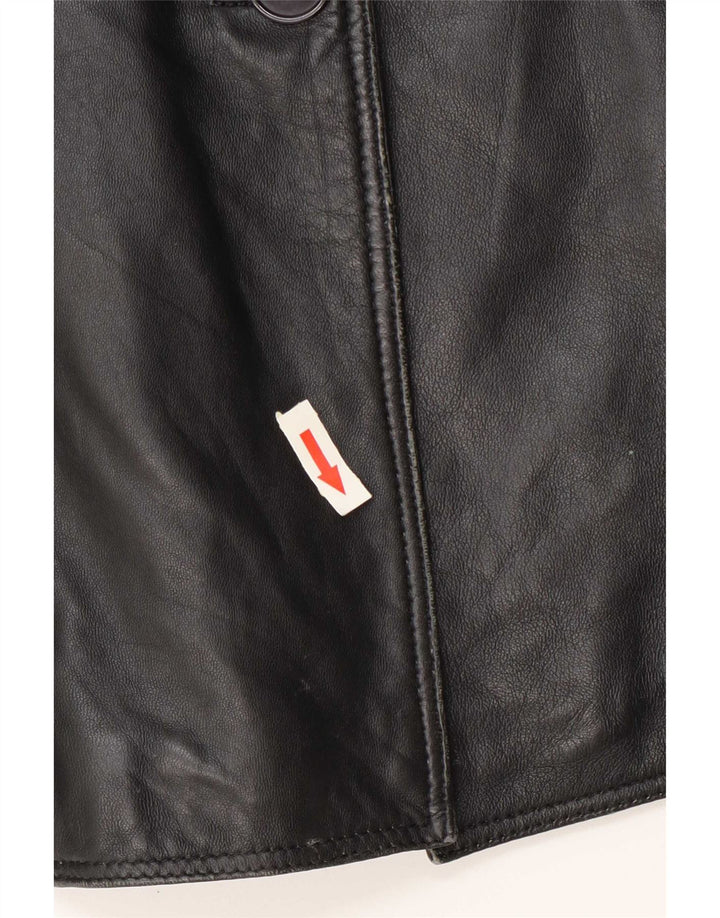 Vintage dame 3-knaps læder blazerjakke IT 42 Medium Sort