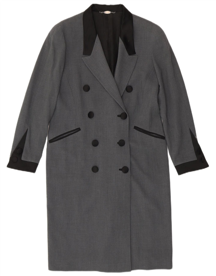 Vintage dobbeltradet frakke til kvinder IT 46, stor grå uld