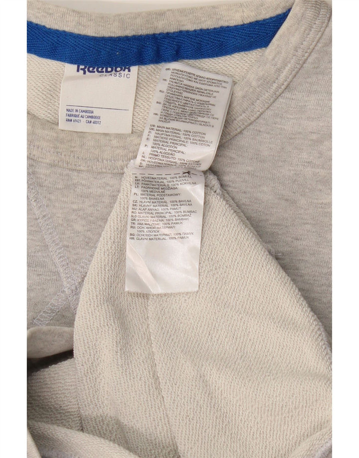 REEBOK Grafisk sweatshirt til mænd, lille grå farveblok bomuld