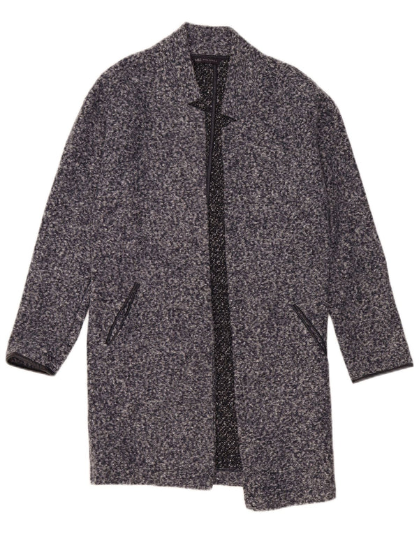Marks & Spencer Åben overfrakke til kvinder UK 8 Small Navy Blue Flecked Polyester