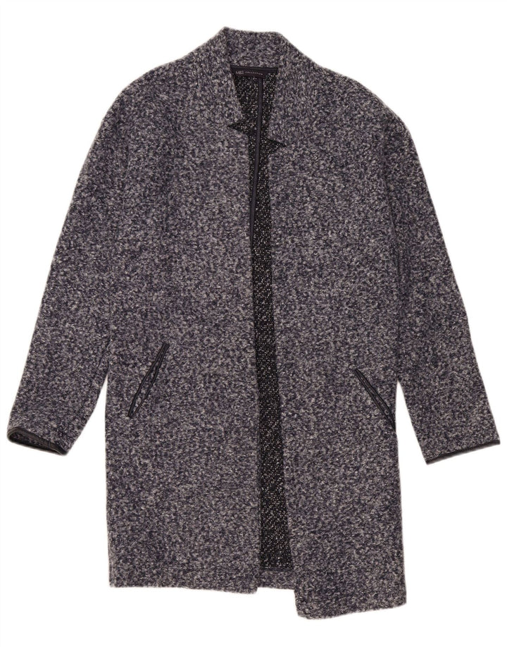 Marks & Spencer Åben overfrakke til kvinder UK 8 Small Navy Blue Flecked Polyester