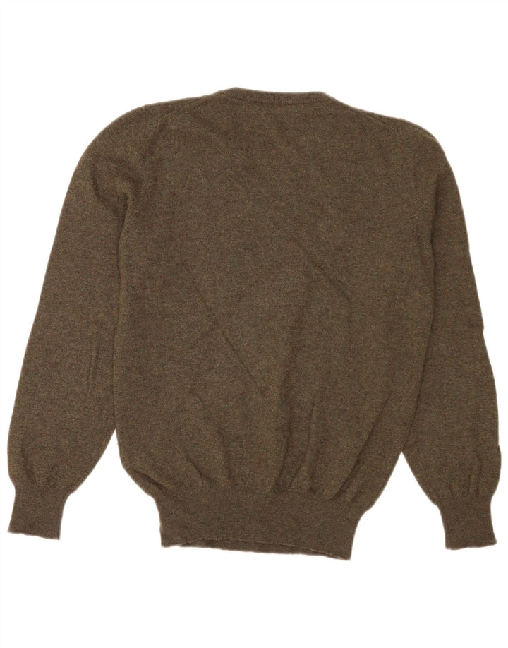 Fred Perry Herre Crew Neck Jumper Sweater Small Khaki Wool