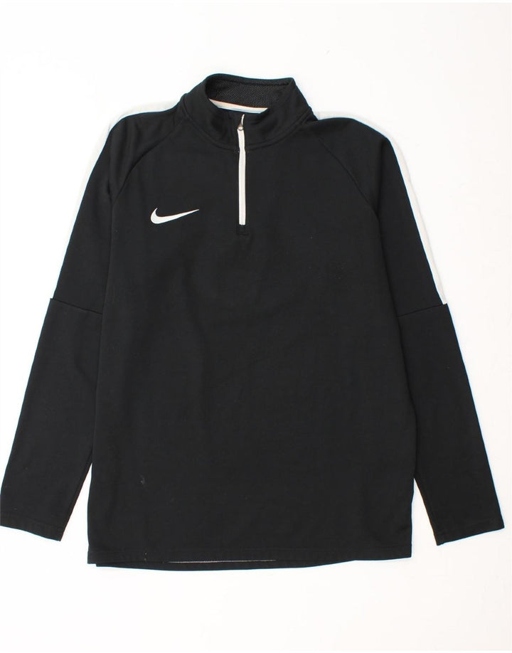 NIKE Herre Dri Fit Pullover med lynlås-hals Træningsdragt Top Medium Sort Colourblock