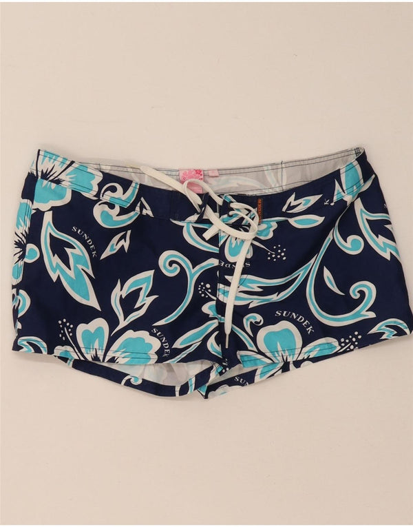 SUNDEK Dame badeshorts US 2 XS Navy Blue Floral Polyester