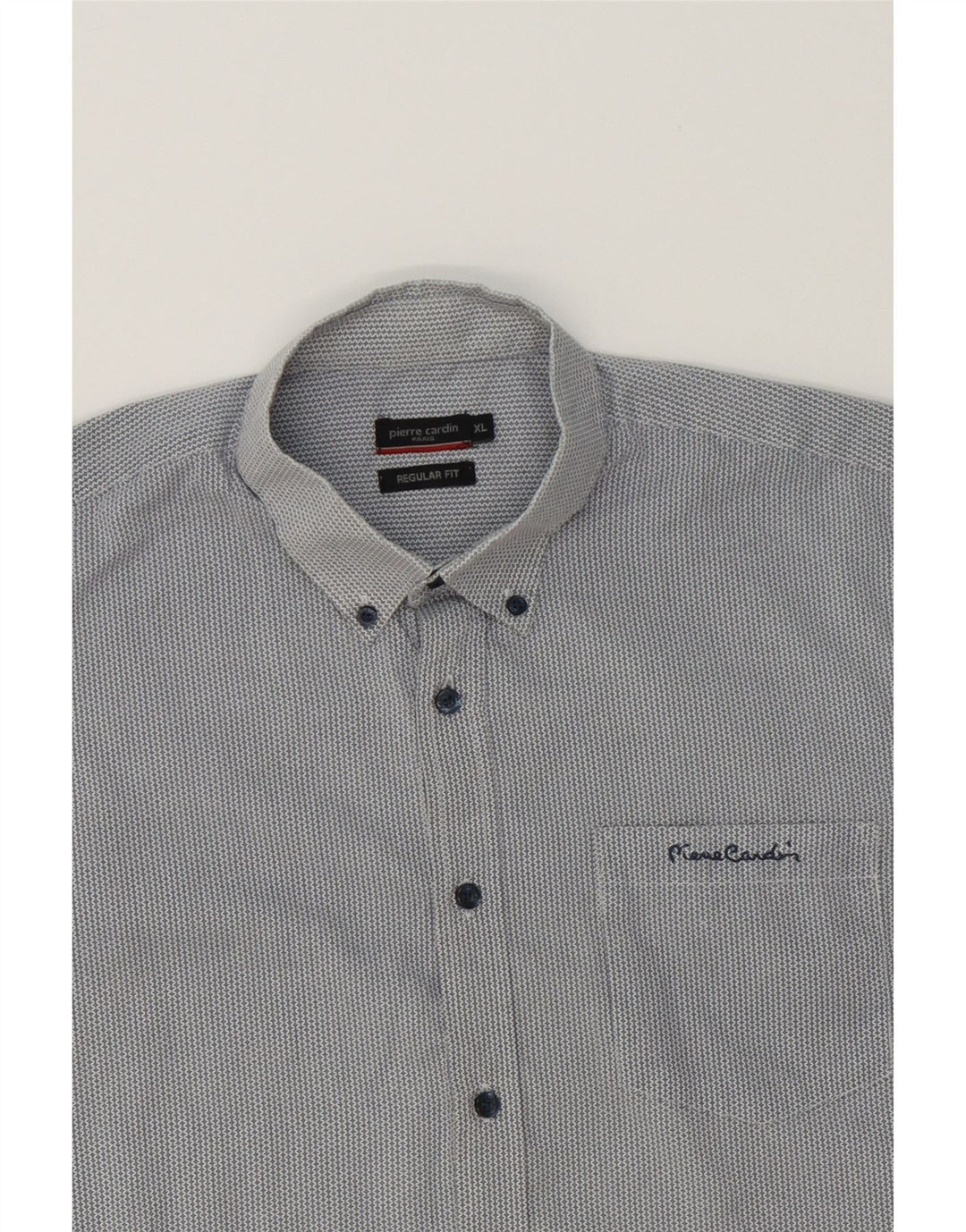 PIERRE CARDIN Mens Regular Fit Short Sleeve Shirt XL Grey Striped Vintage Pierre Cardin and Second-Hand Pierre Cardin from Messina Hembry 