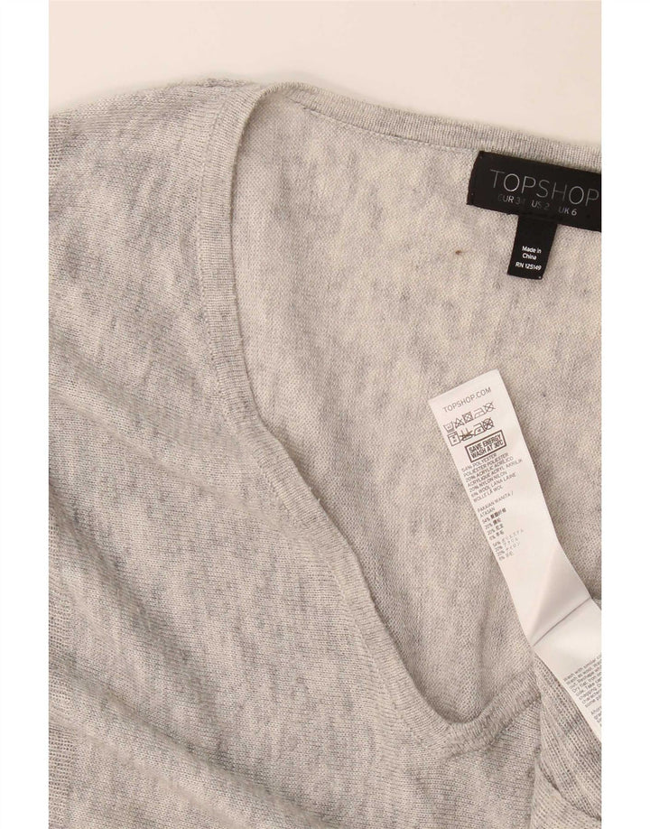 Topshop Dame Oversized Top Langærmet UK 6 XS Grå Flecked Polyester