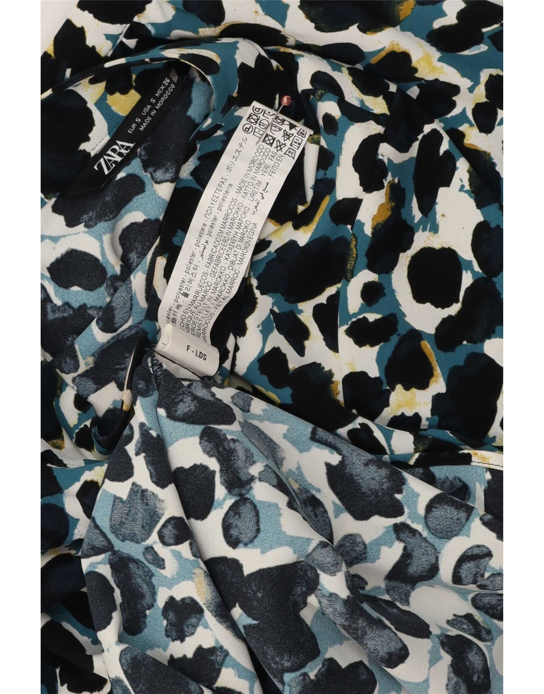 Zara Womens Front Tie Bluse Top UK 10 Small Multicolored Animal Print