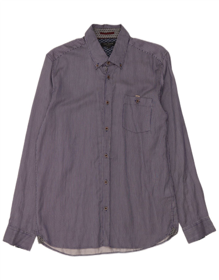 Ted Baker Herreskjorte str. 4 Large Blue Pinstripe Cotton