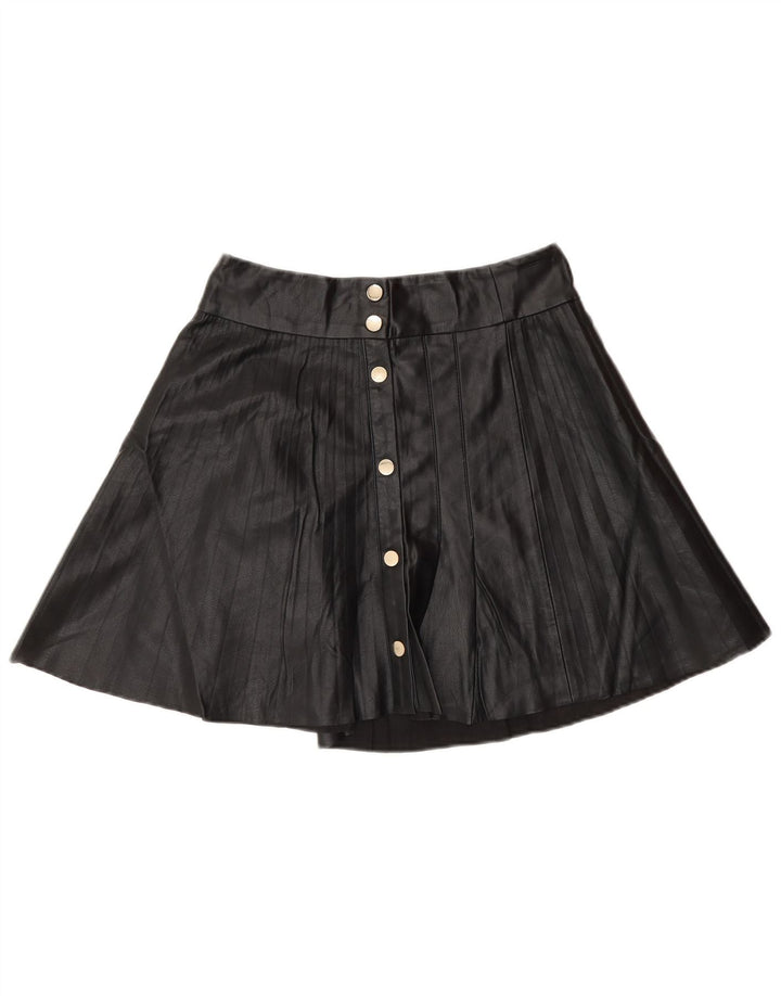 Zara Dame imiteret læder Mini-nederdel Lille W26 sort polyester
