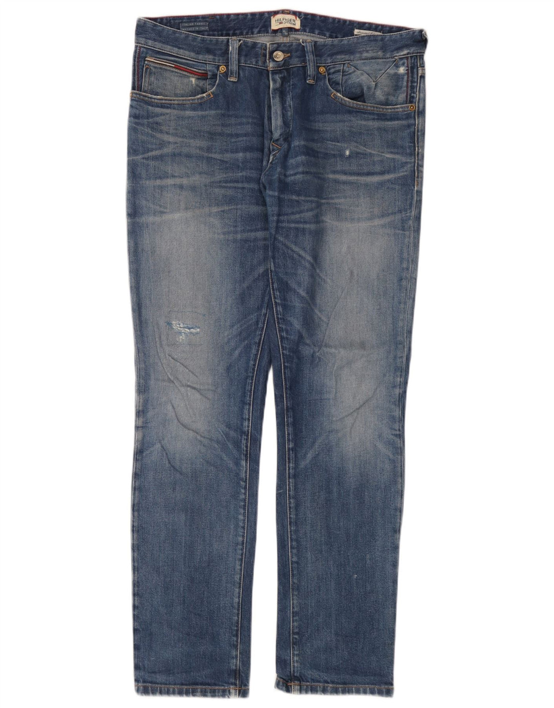 Tommy Hilfiger Herre Distressed Slim Jeans W34 L32 Blå Bomuld