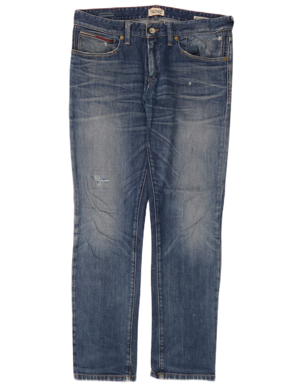 Tommy Hilfiger Herre Distressed Slim Jeans W34 L32 Blå Bomuld