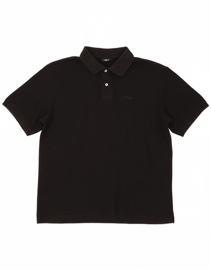 FILA Mens Polo Shirt Large Black Cotton