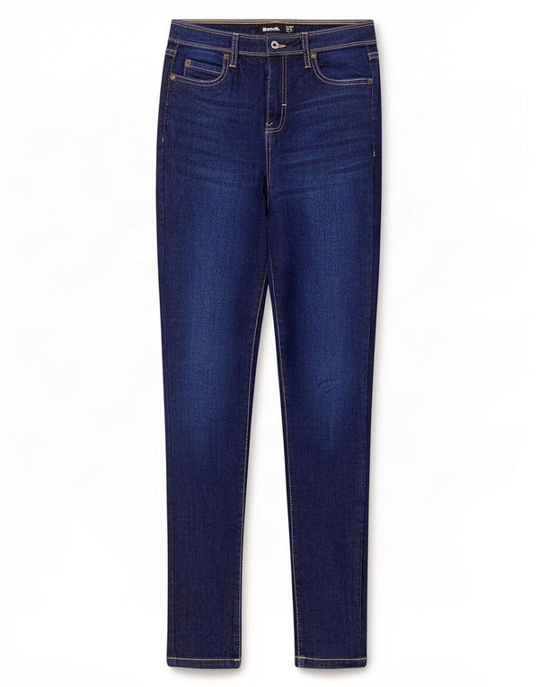 Bænk Dame Skinny Jeans UK 10 Small W27 L30 Marineblå Bomuld