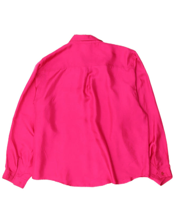 Vintage Womens Oversized Shirt Blouse UK 14 Medium Pink Silk