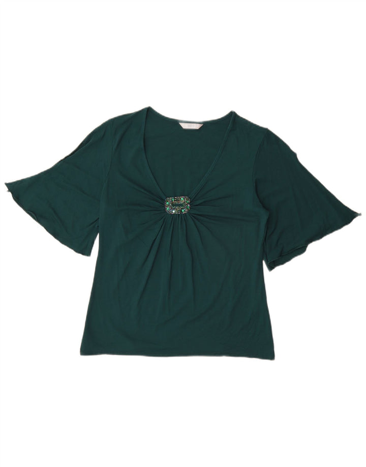 Marks & Spencer Damebluse Top UK 14 Medium Green Viscose