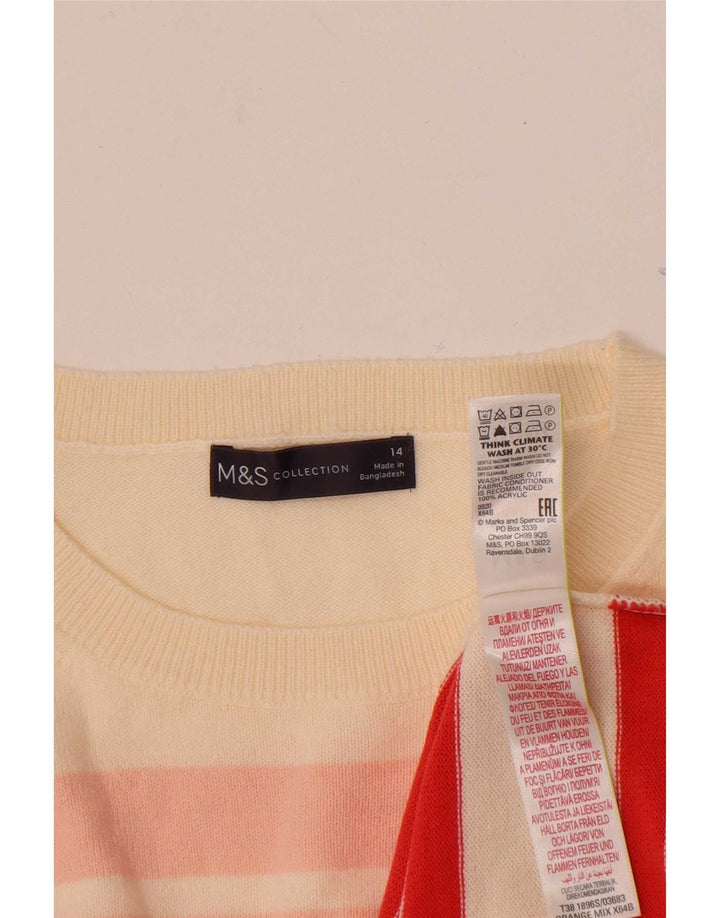 Marks & Spencer Dame Boat Neck Jumper Sweater UK 14 Medium Off White