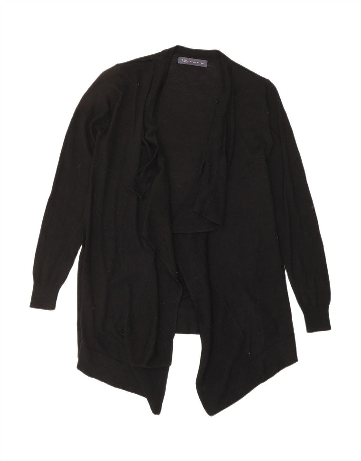 MARKS & SPENCER Womens Asymmetric Open Cardigan Sweater UK 10 Small Black