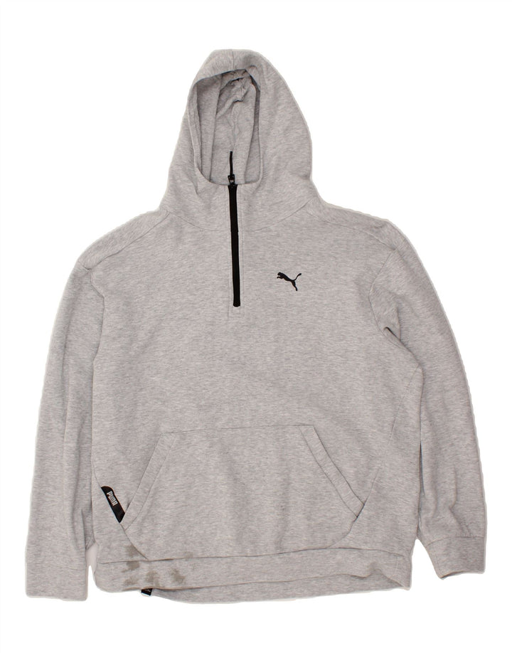 PUMA Mens Zip Neck Hoodie Jumper Large Grey Cotton Vintage Puma and Second-Hand Puma from Messina Hembry 