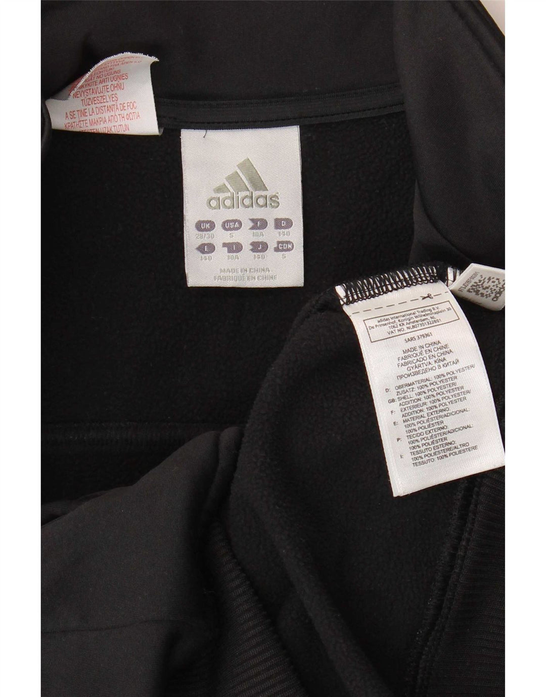 Adidas Drenge Træningsdragt Topjakke 9-10 År Sort Polyester