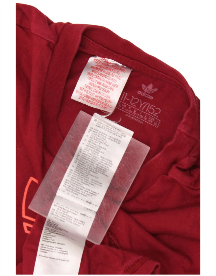 ADIDAS drenge grafisk t-shirt top 11-12 år rødbrun bomuld