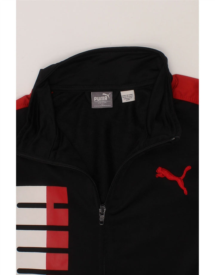 PUMA Boys Graphic Tracksuit Top Jacket 11-12 Years Black Colourblock Vintage Puma and Second-Hand Puma from Messina Hembry 