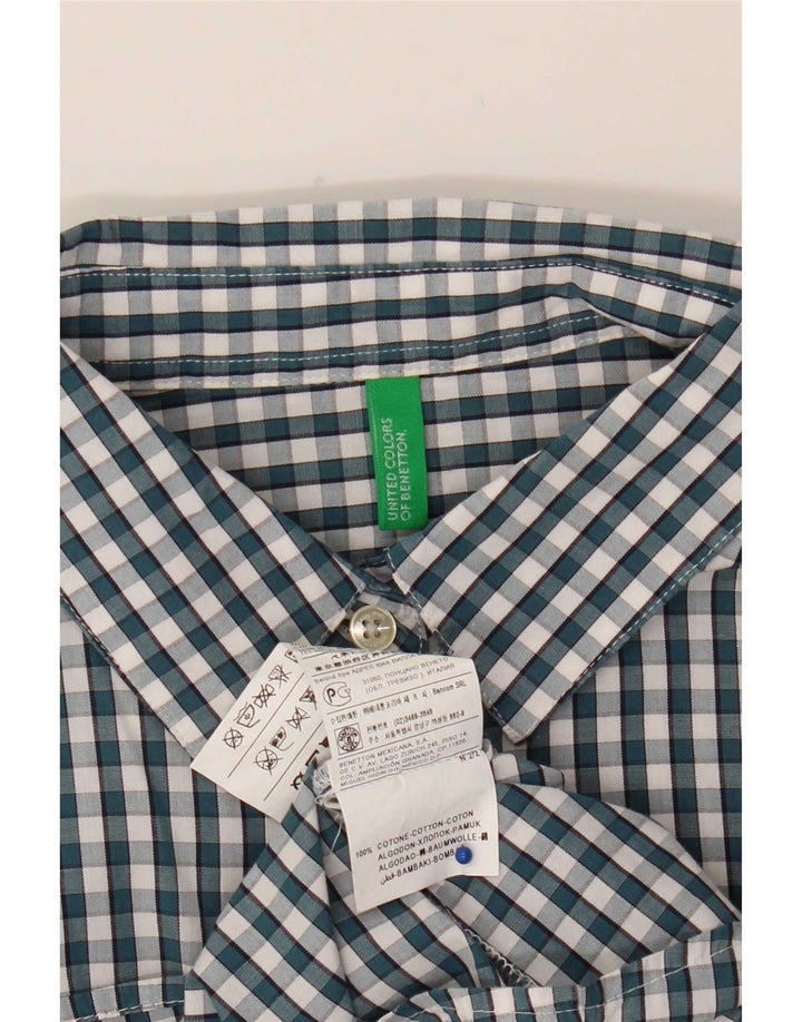 Benetton Dameskjorte UK 12 Mellemgrøn Gingham Bomuld